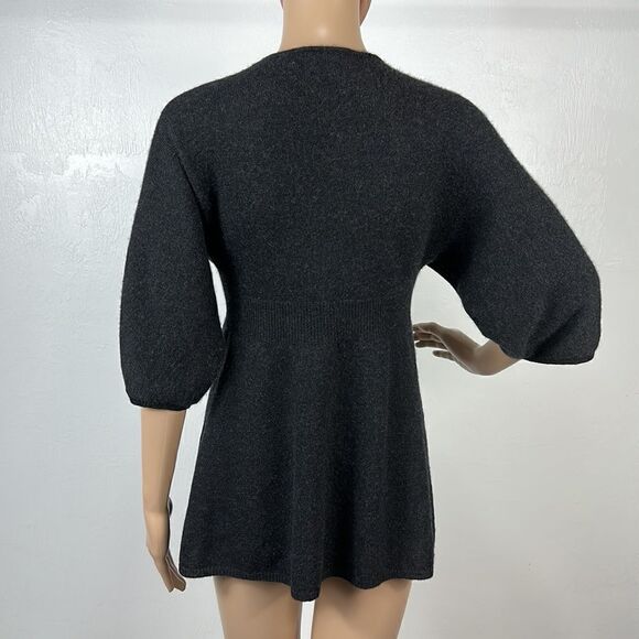 Vince Charcoal Gray Cashmere Half Sleeve V-neck Babydoll Sweater Size XS - Picture 3 of 7
